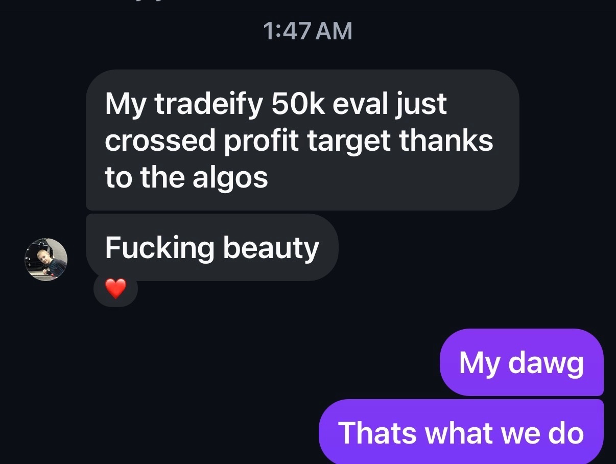Tradeify eval message