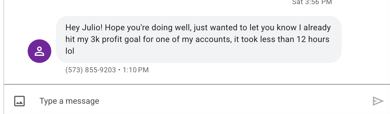 Eval profit target hit