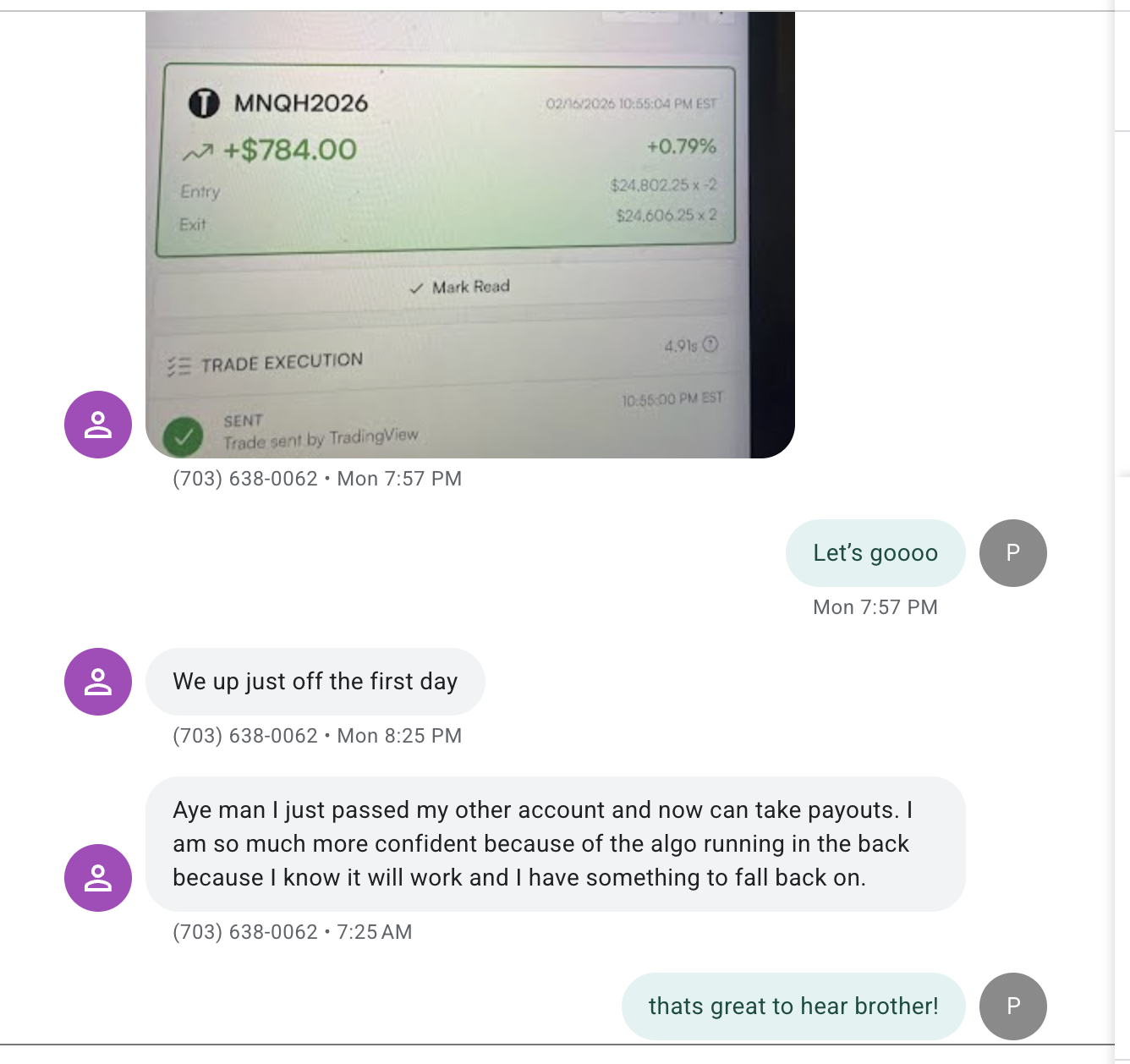 MNQ trade execution